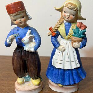 Dutch Boy and Girl 8 in Figures Handpainted Made in Japan